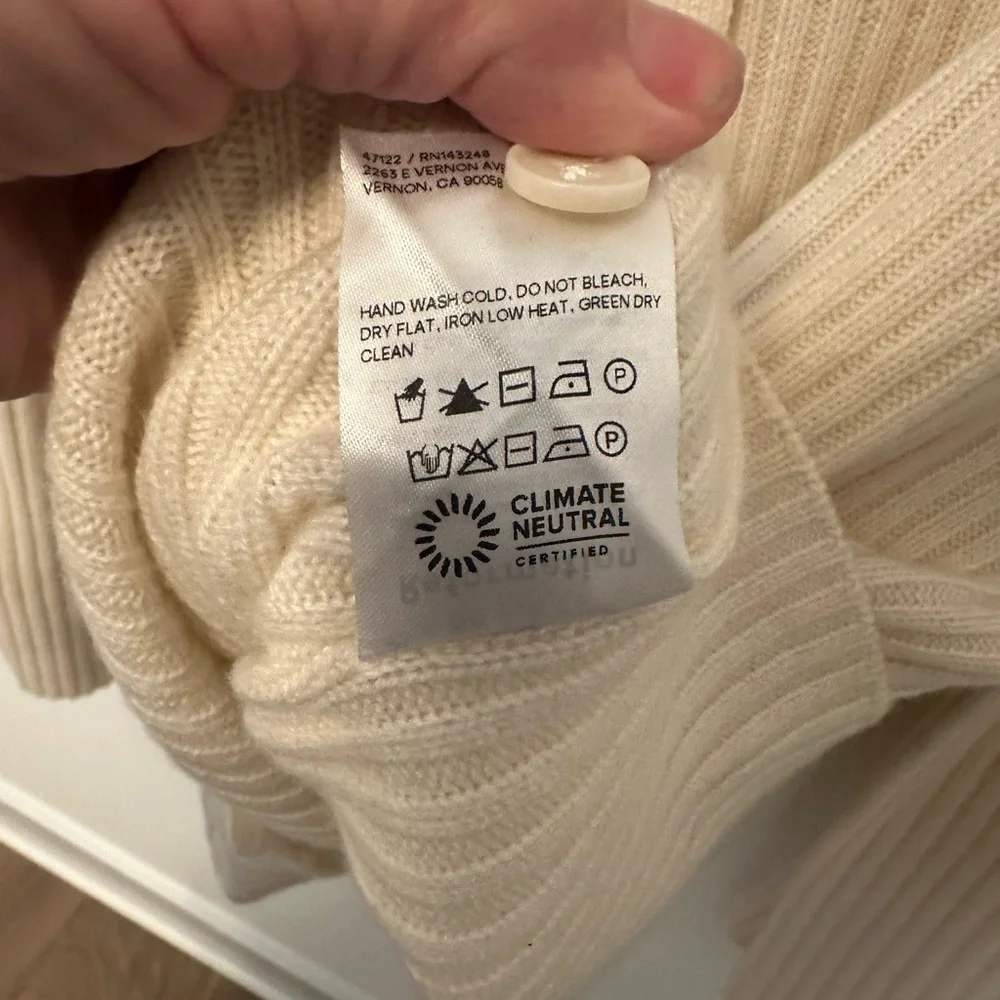 Reformation Fantino Cashmere Collard Cardigan-Cream - Picture 2 of 6